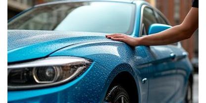A sparkling clean car being hand-washed outdoors in Manchester